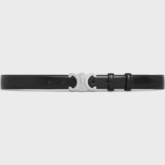 CELINE Silver Triomphe Belt in Taurillon Leather sz 32 NWB - Picture 2 of 10